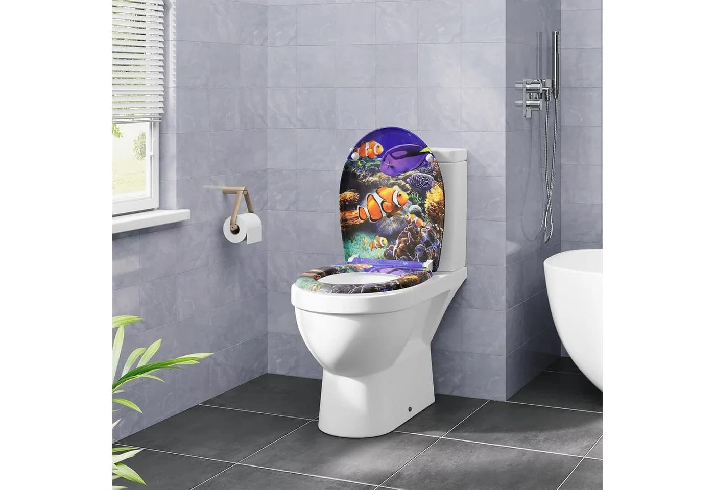 EUGAD WC-Sitz mit Absenkautomatik O-förmig Clownfisch-Druck