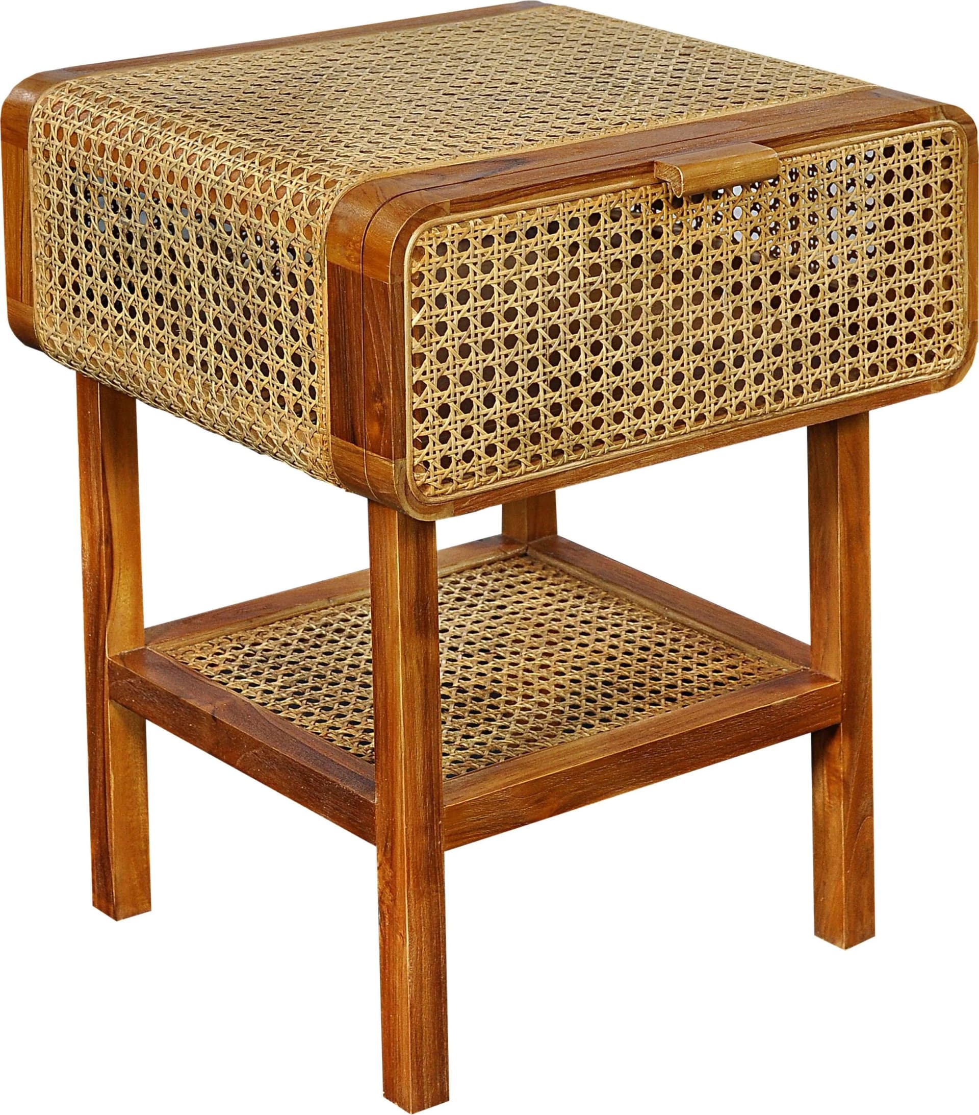 SIT Nachtkonsole Beige Natur FSC Massivholz Peddigrohr