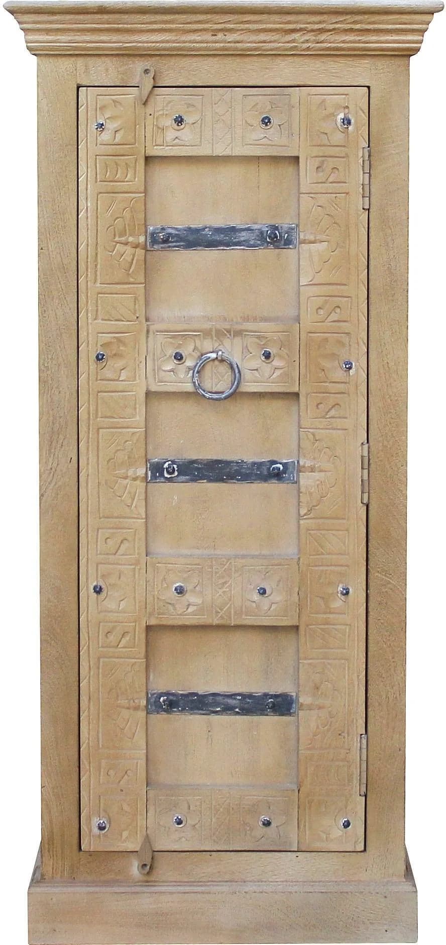 SIT Daipur Highboard Natur Antikgrau Massivholz mit 1 Tür
