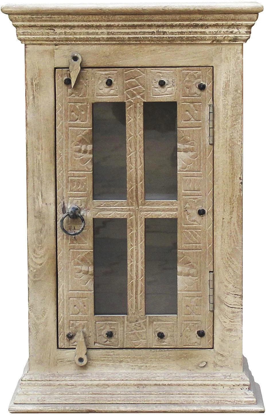 SIT Hängeschrank Daipur Natur/Antikgrau Massivholz Glas