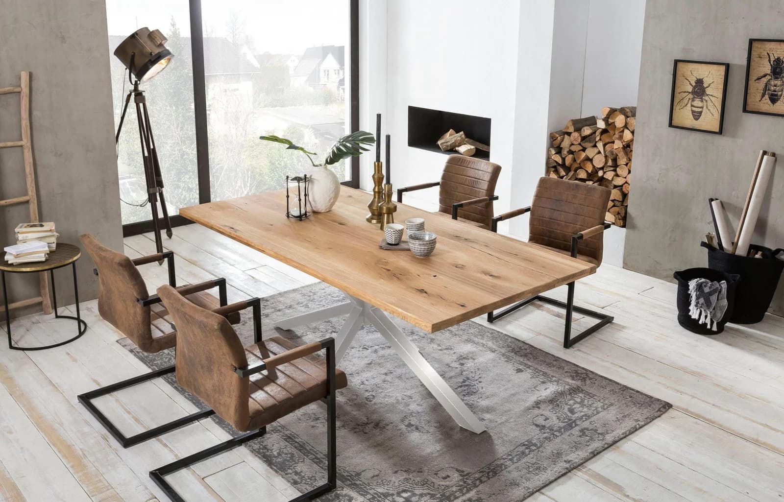 SIT Esstisch Tops&Tables Wildeiche Natur Silber 180 cm