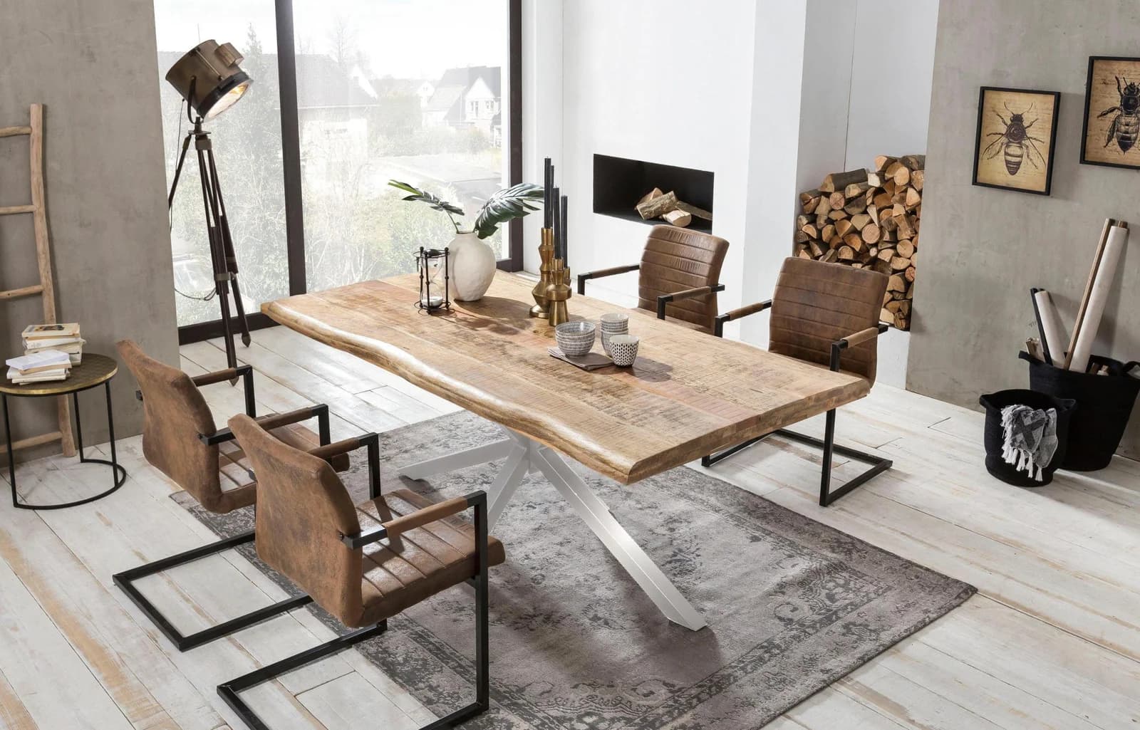 SIT Esstisch Tops&Tables mit Baumkante silber Natur