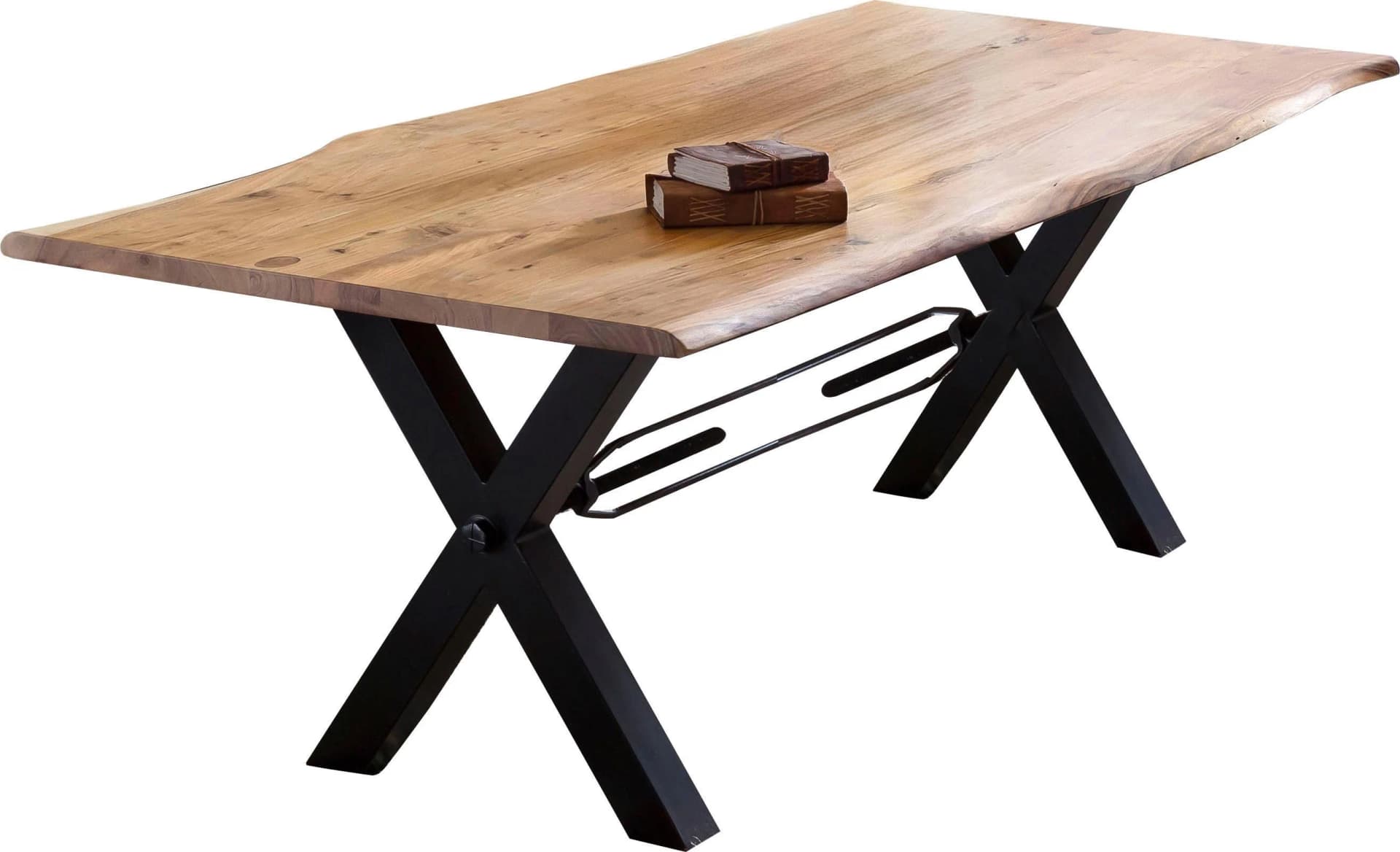 Esstisch SIT, beige, Massivholz Akazie, X-Gestell, 200x100 cm