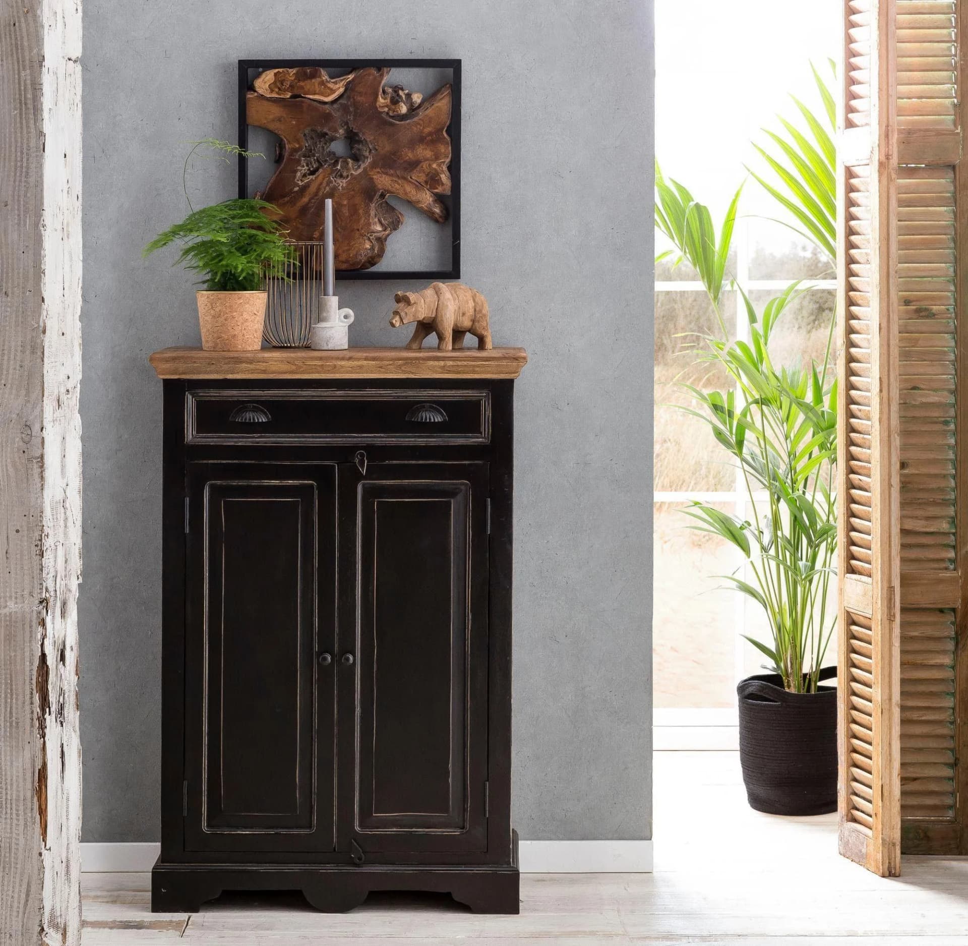 Highboard SIT "Corsica" Schwarz/Honig Shabby Chic