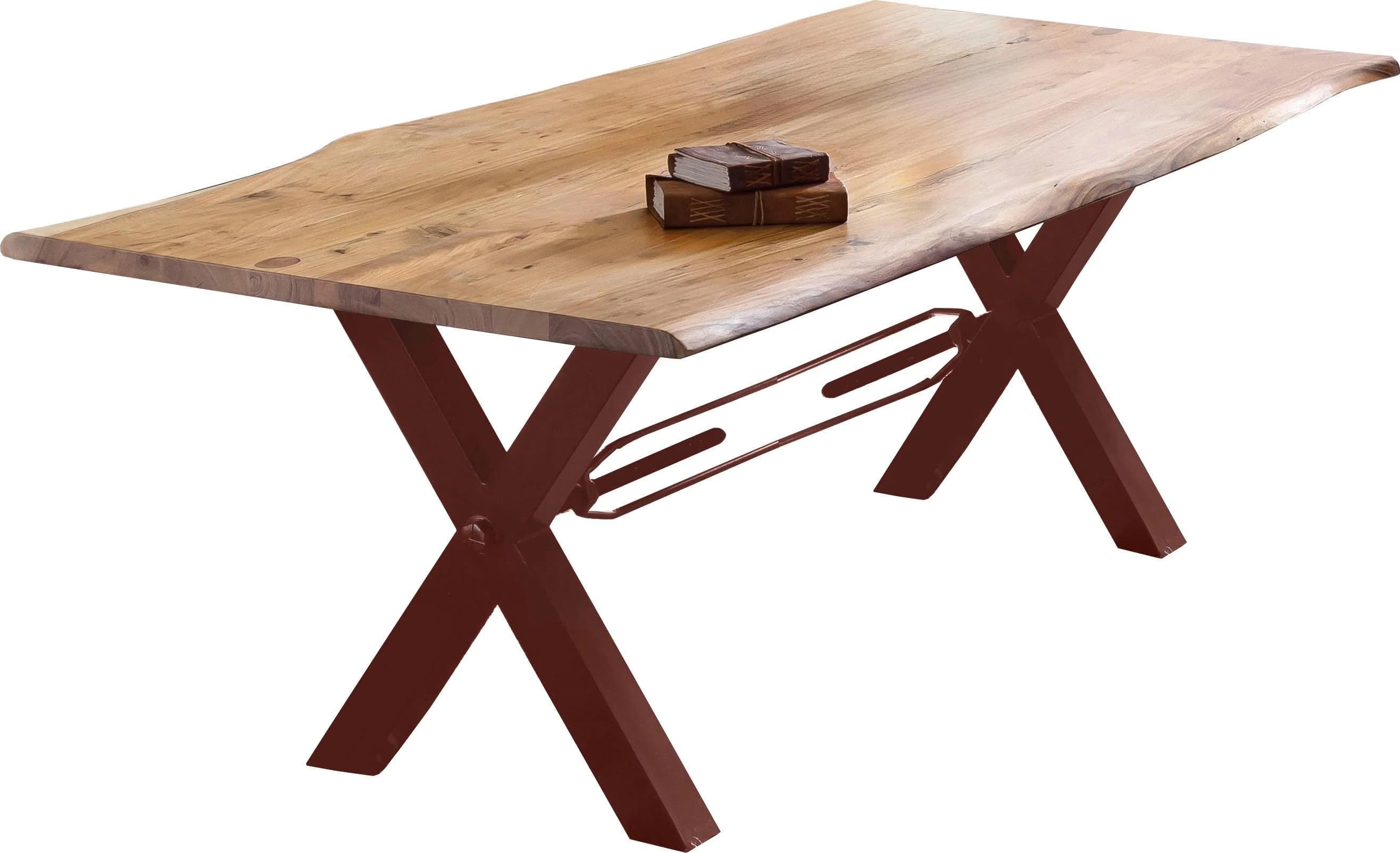Esstisch SIT, beige, Massivholz Akazie, Baumkante, 200x100 cm