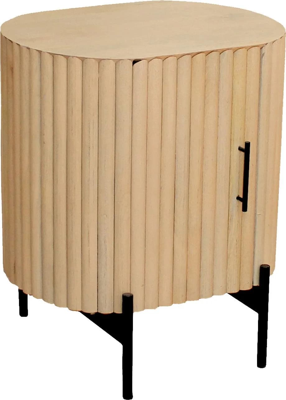 SIT Nachtkommode Retro Mangoholz Schwarz/Natur mit Lamellen-Design