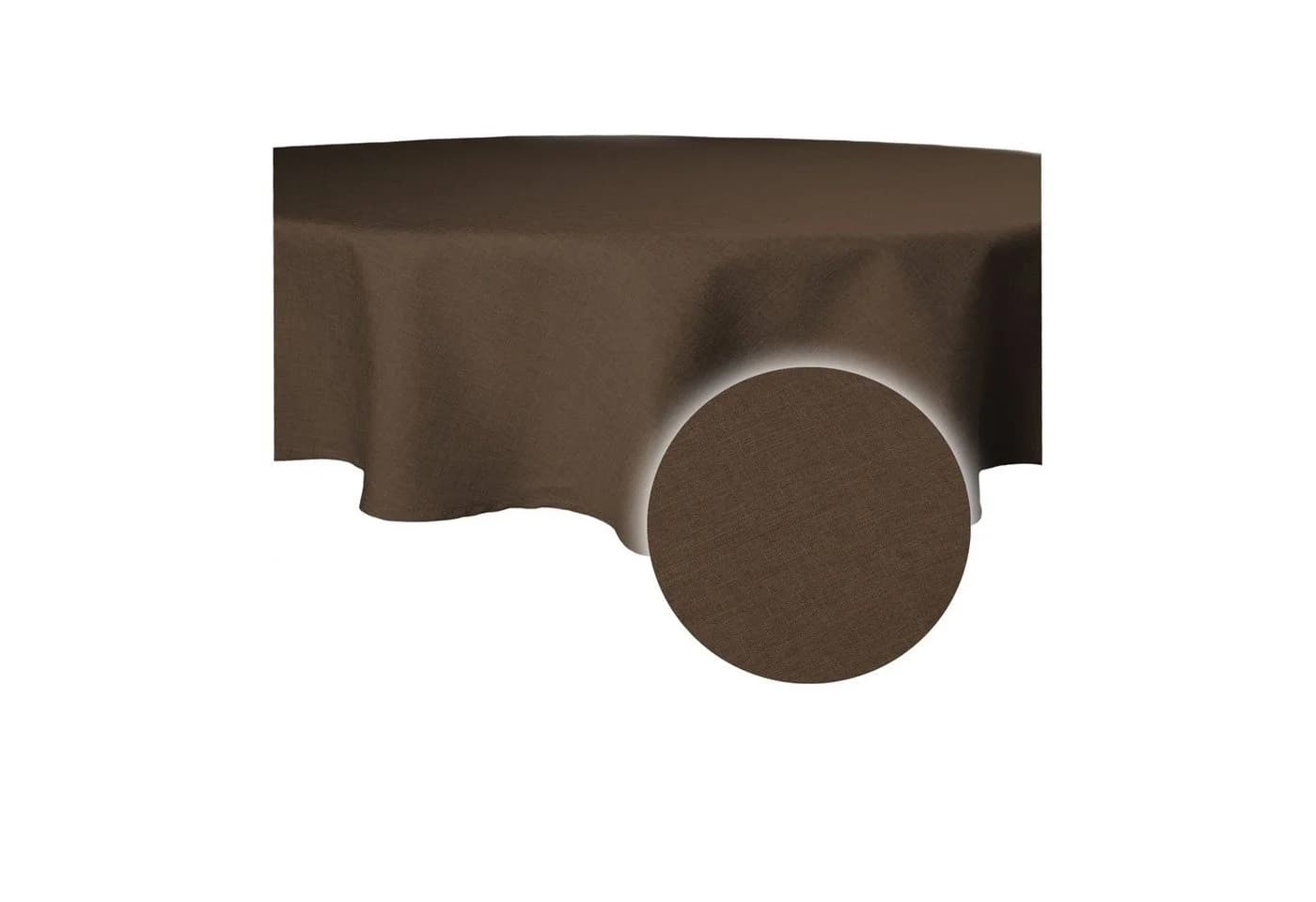 Haus und Deko Tischdecke rund 140 cm Ø braun Leinenoptik wasserabweisend