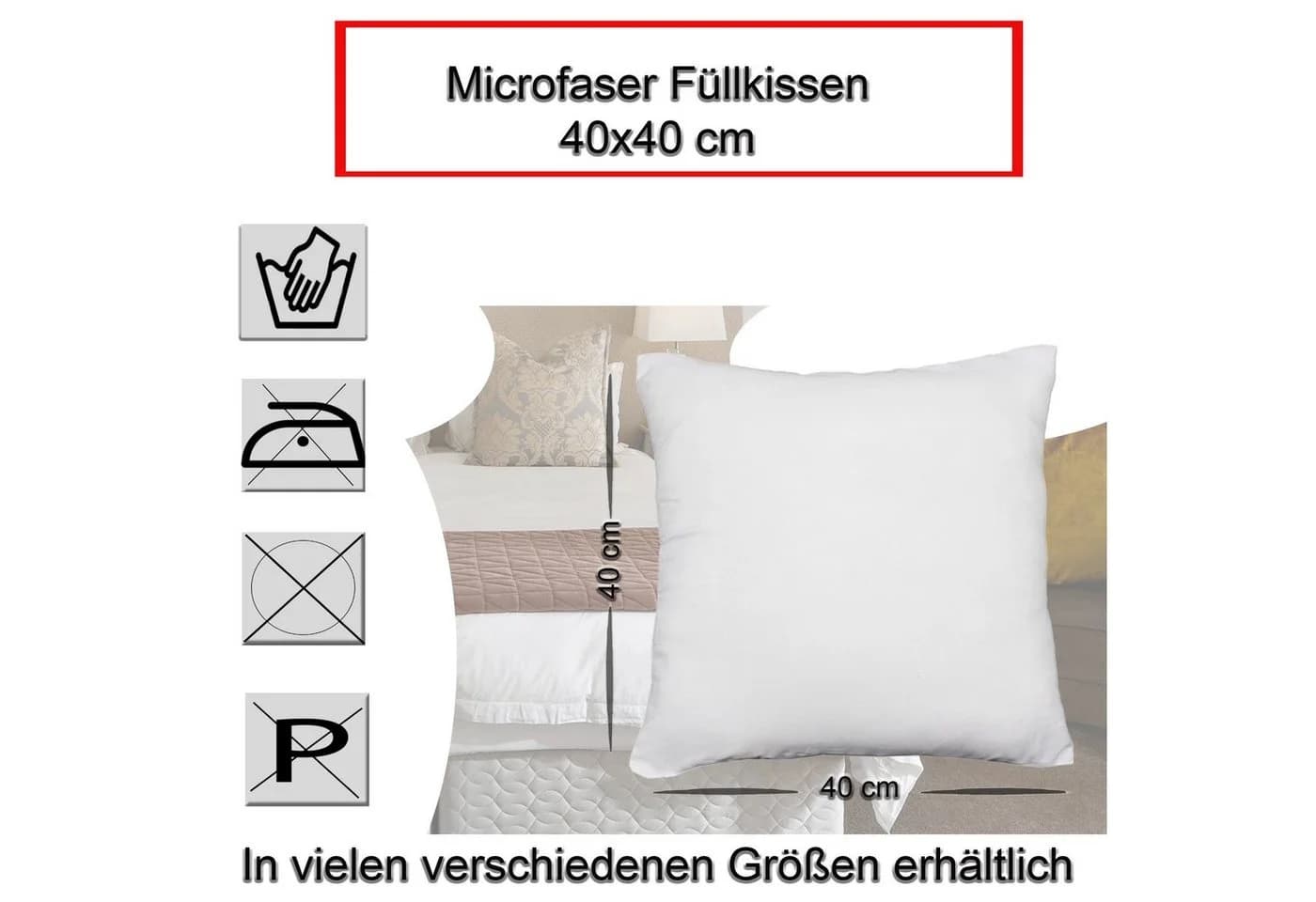 Haus und Deko Füllkissen Microfaser 2er Pack Weiß