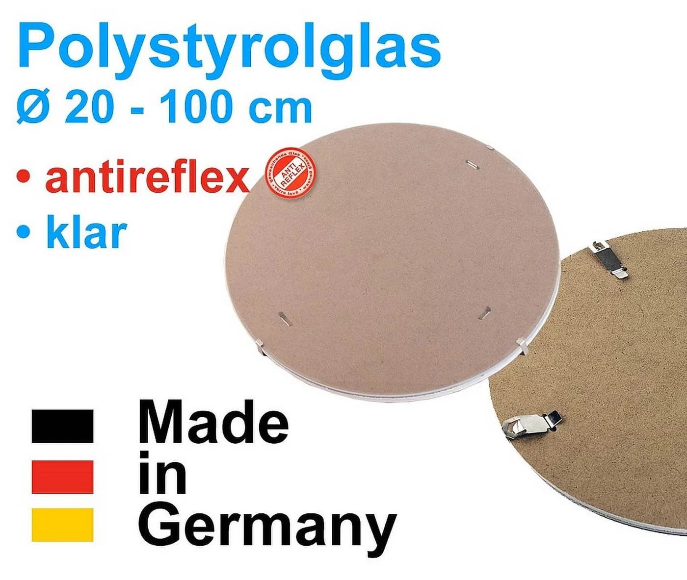 Neumann Clip-Bilderrahmen Rund Antireflex Klar Kunstglas