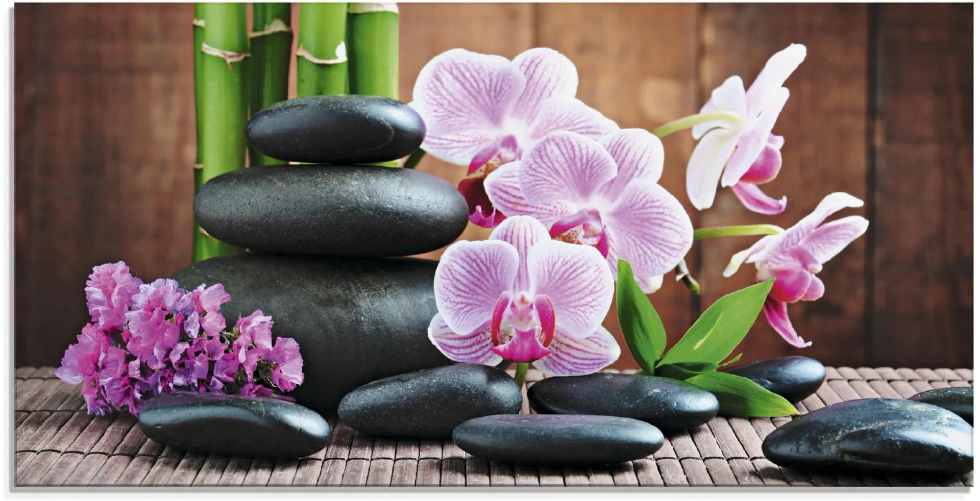 Artland Spa Konzept Zen Steinen Orchideen Glasbild