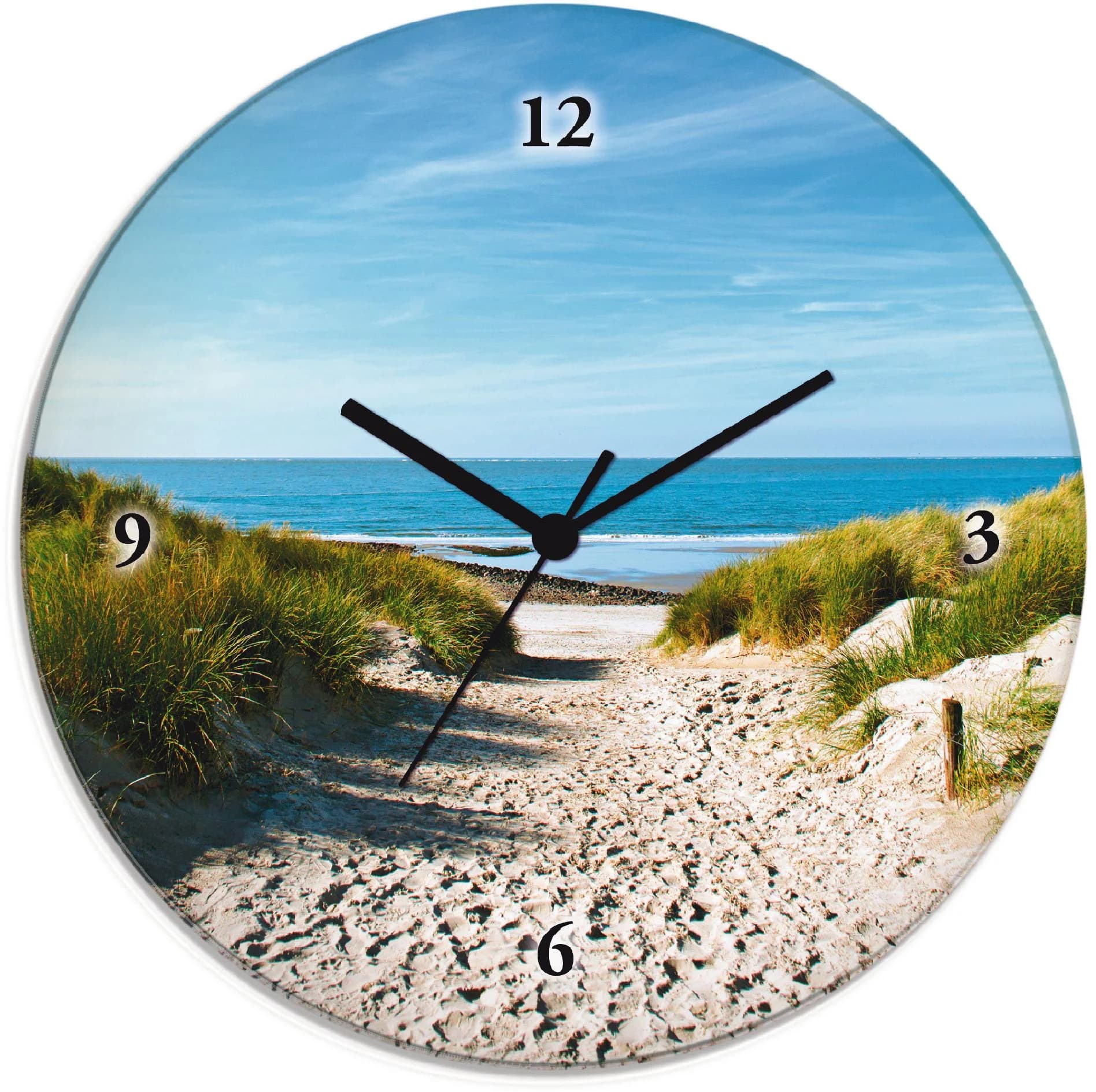ARTLAND Wanduhr "Strand mit Sanddünen" Beige Glas