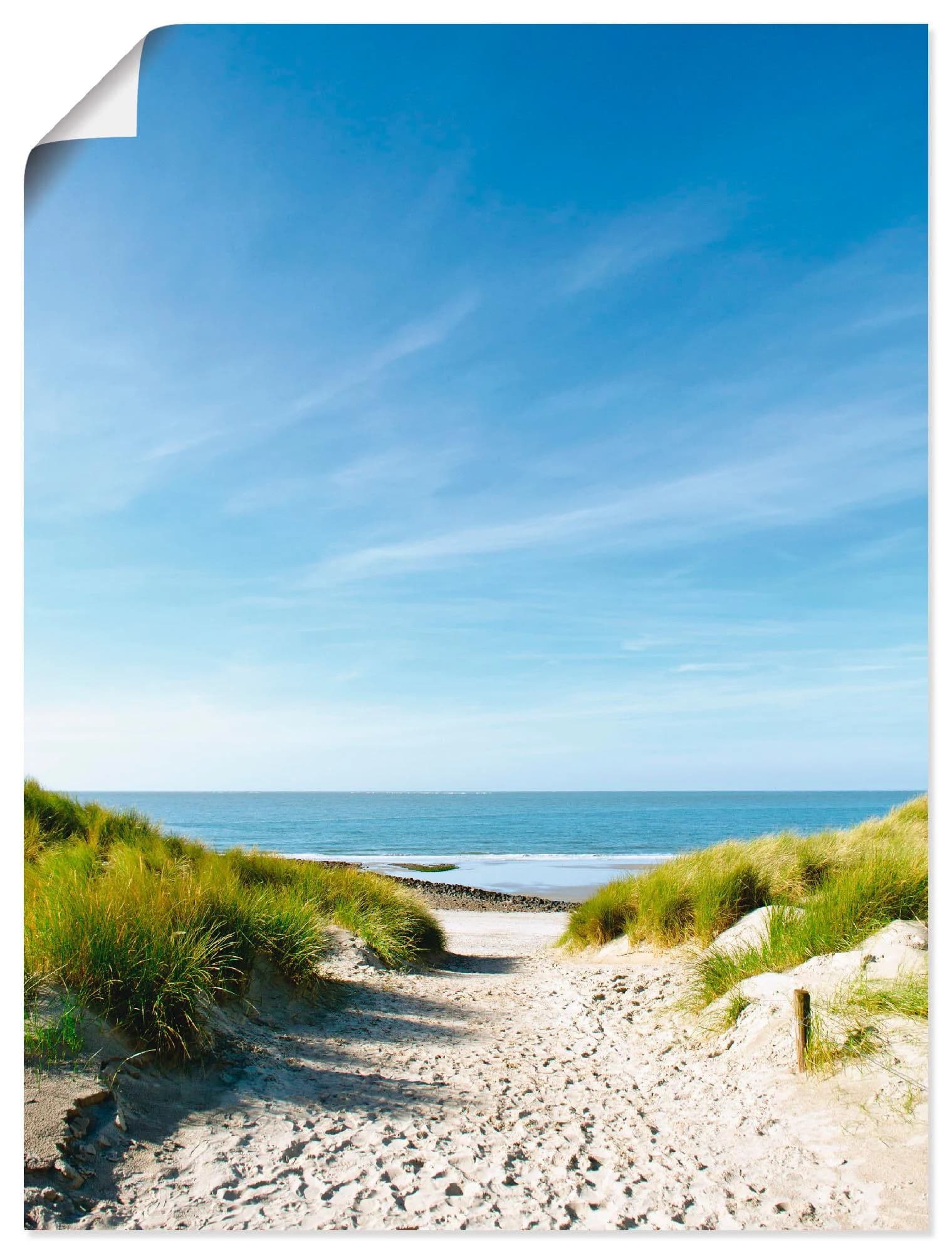 Artland Poster Strand mit Sanddünen und Weg zur See Beige