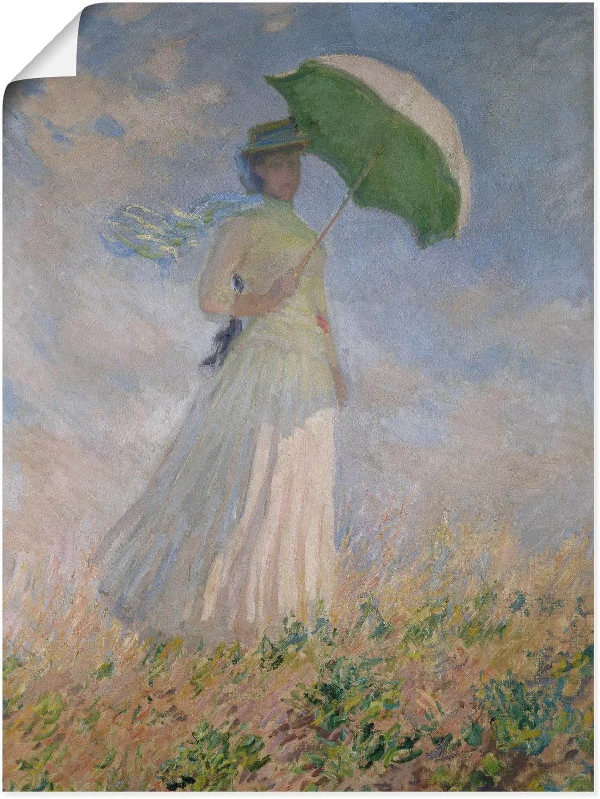Artland Poster Frau mit Sonnenschirm Blau