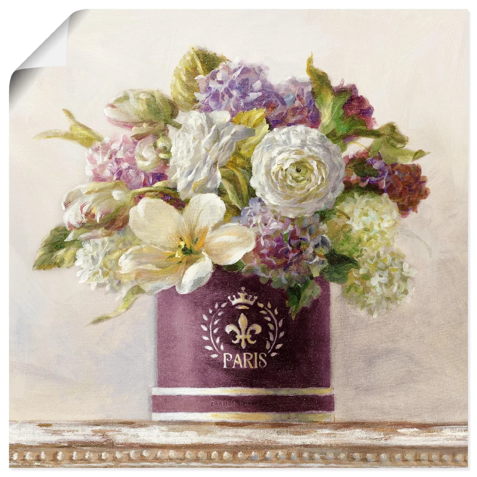 ARTLAND Poster Tulpen in Auberginer Hutschachtel Lila Blumen