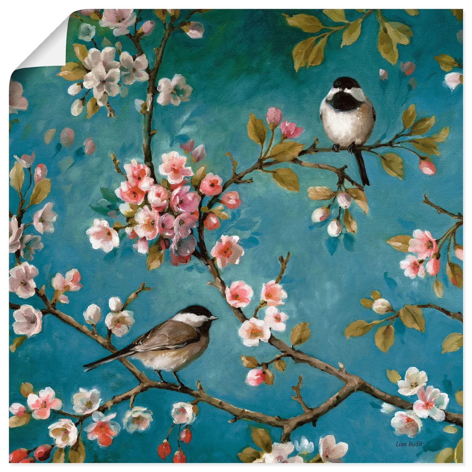 ARTLAND Poster Blüte II Blau 50x50 cm Quadratisch