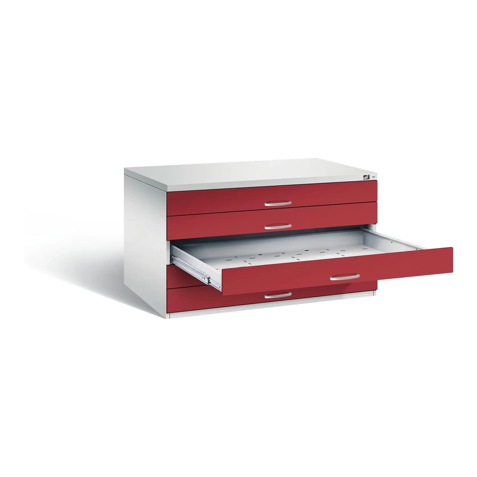 C+P Flachablageschrank Serie 7100_7200 Rubinrot Stahl