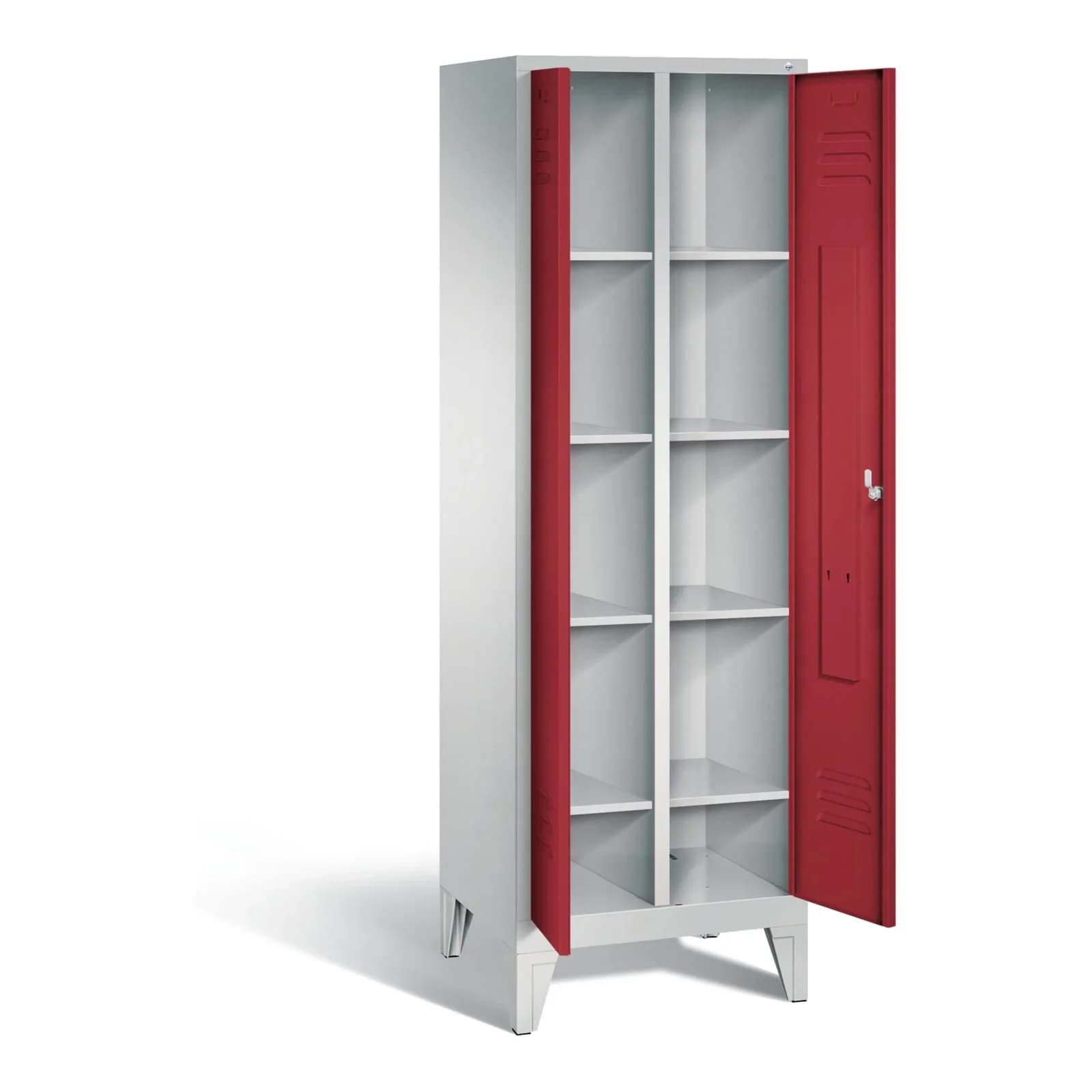 C+P Wäsche-Spind Classic Stahl Garderobenschrank Rubinrot Lichtgrau