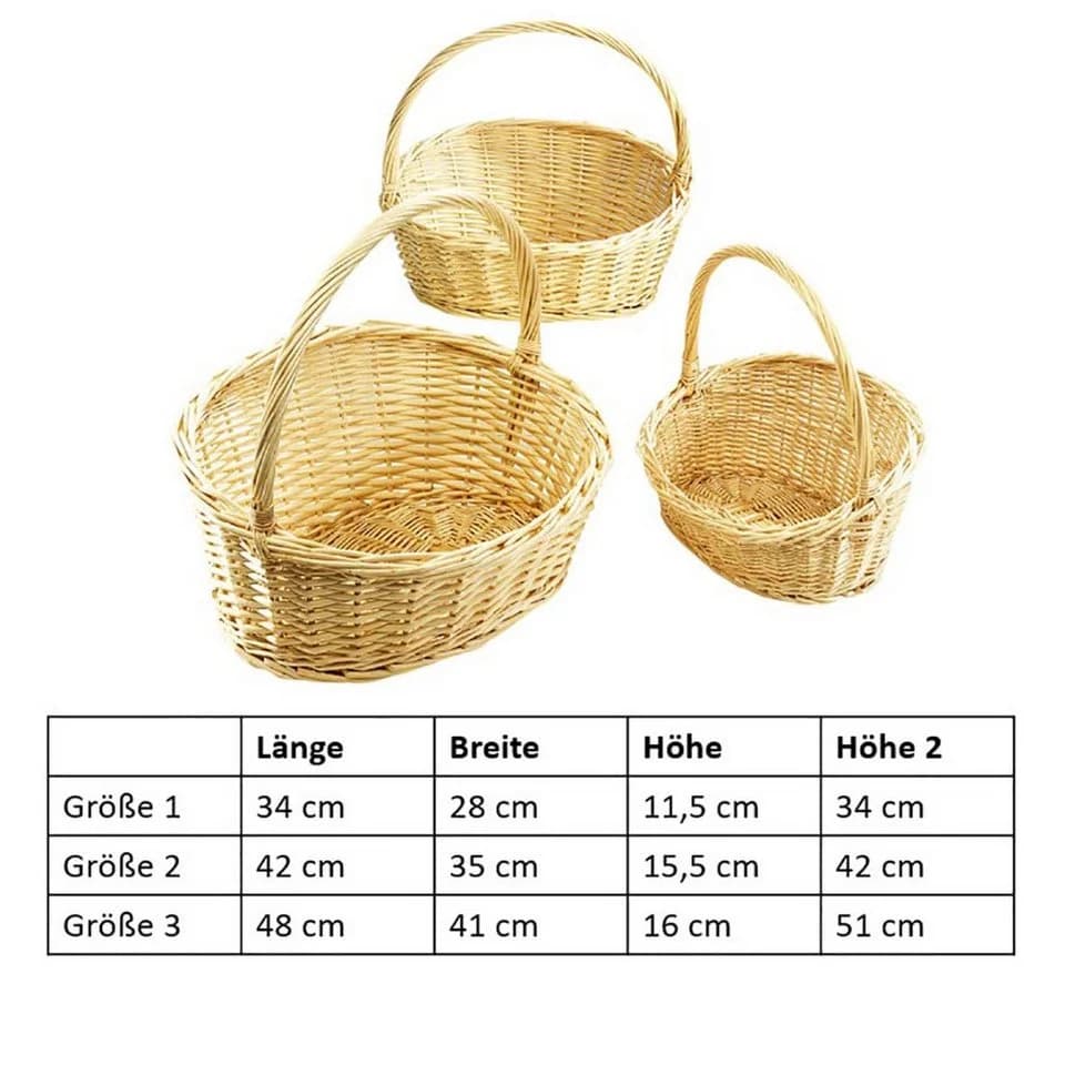 Kobolo Dekokorb Geschenkkorb Set 3 Größen Natur Weide