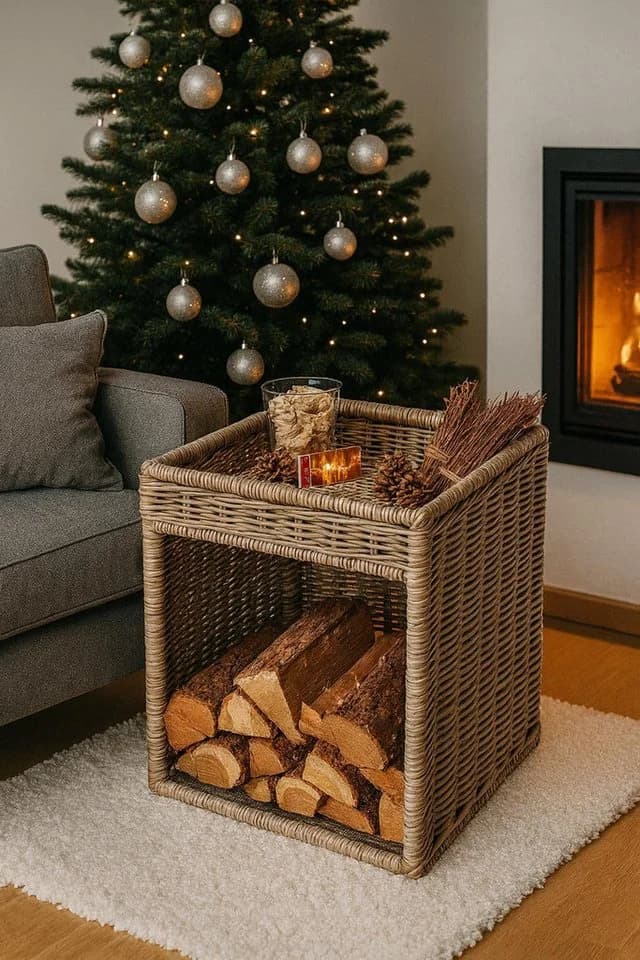 Kobolo Kaminholzkorb Kaminholzständer aus Rattan