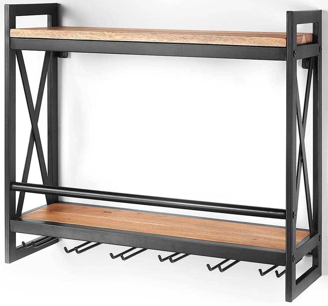 Kobolo Regal Wandregal ACOLON aus Metall und Mangoholz Schwarz/Braun