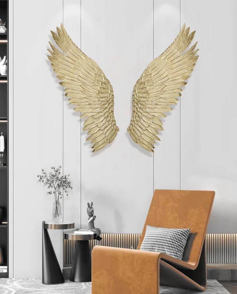Kobolo Wanddeko Set ANGELO Engelsflügel Metall Gold 2 Stk 3D Look