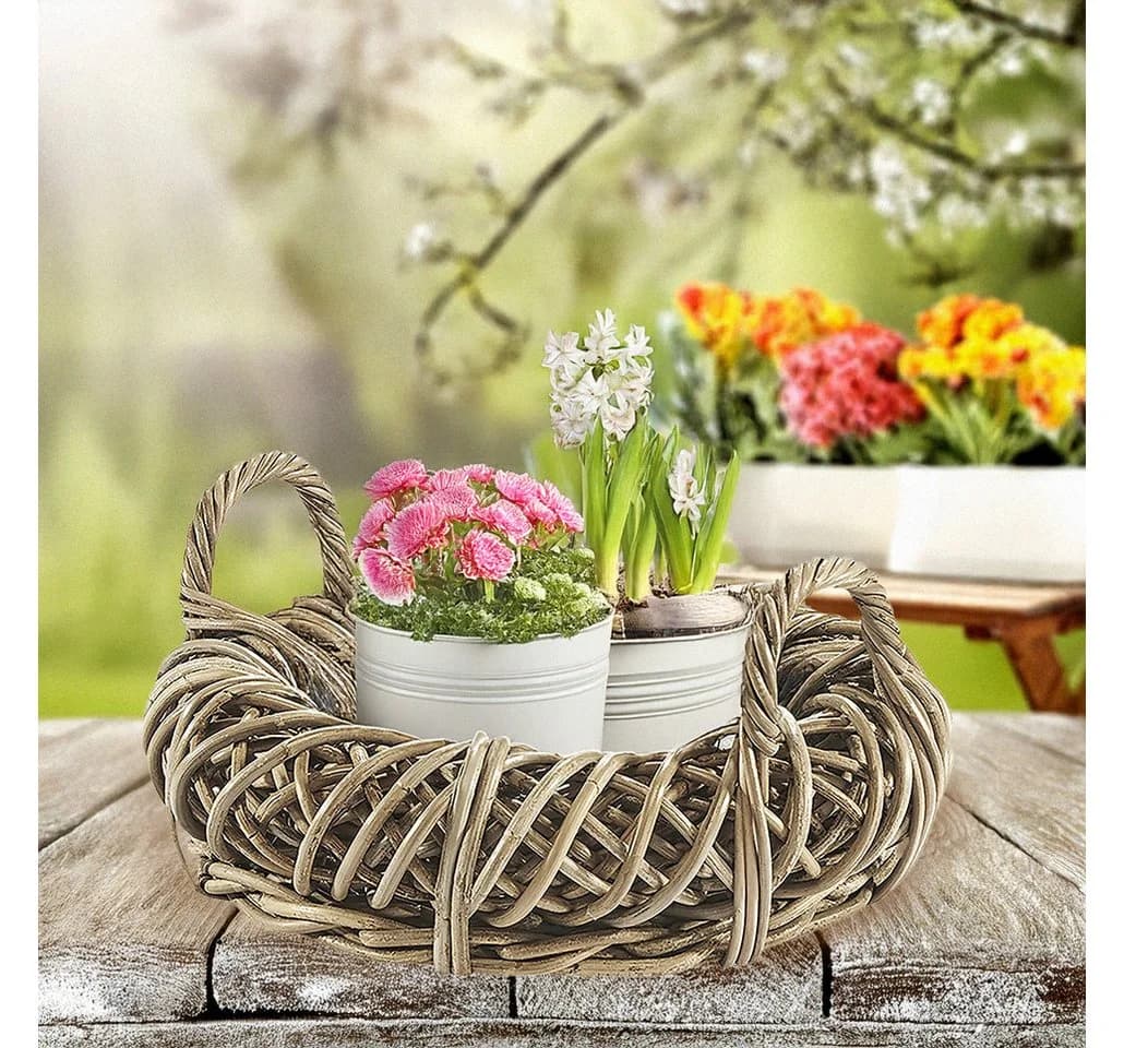 Kobolo Pflanzkübel Rattan Kubu Grey mit Folie