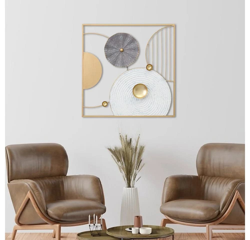 Kobolo Wandbild DALIO Metall 50x50 cm Gold Minimalistisch