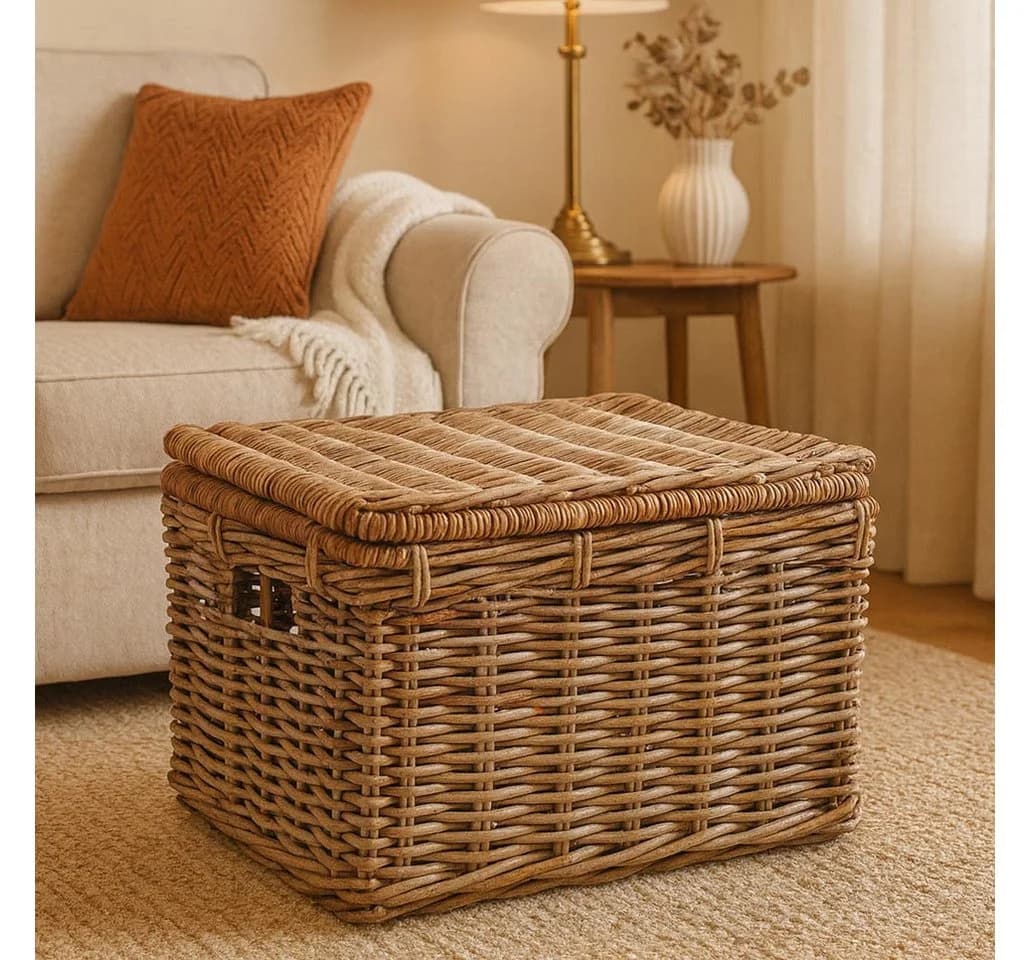 Elegante Rattan-Truhe in Kubu Grey