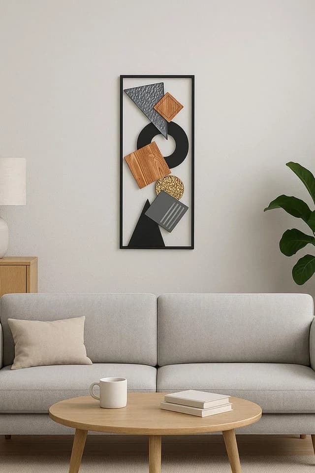 Kobolo Wandbild LINES Metall und Holz Geometrische Formen