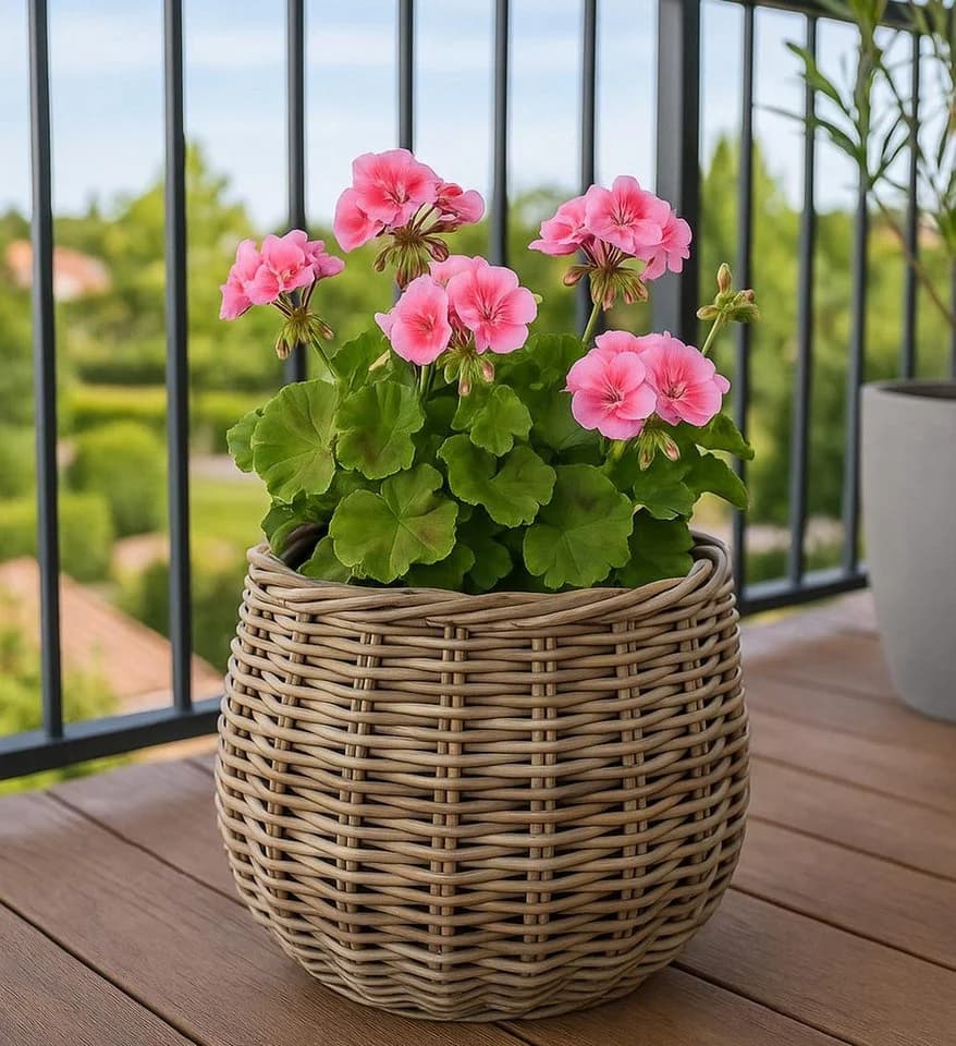Kobolo Pflanzkübel FIORA 35 cm Rattan Grau