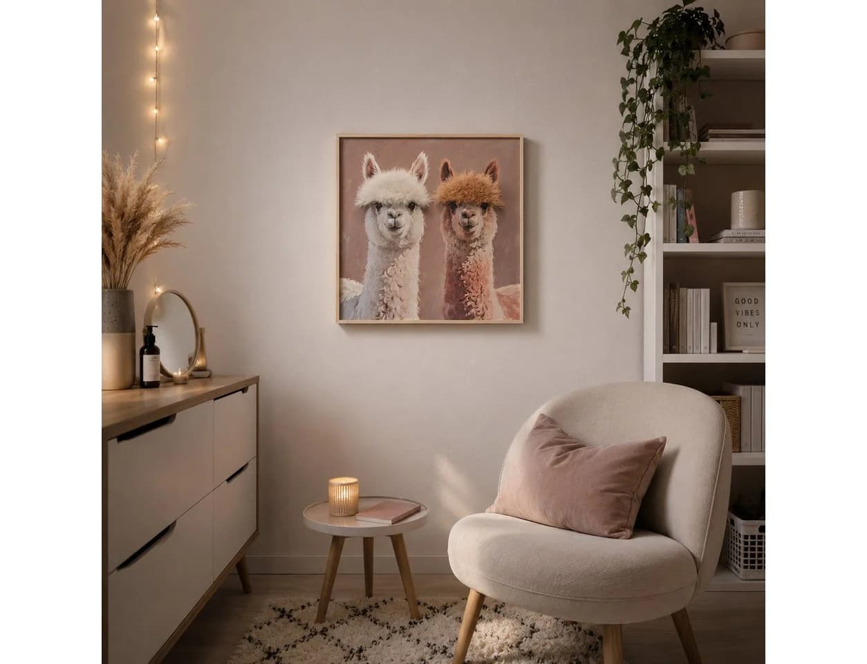 Kobolo 3D Leinwand ALPAKA DUO mit Kunstfell Wanddeko Modern