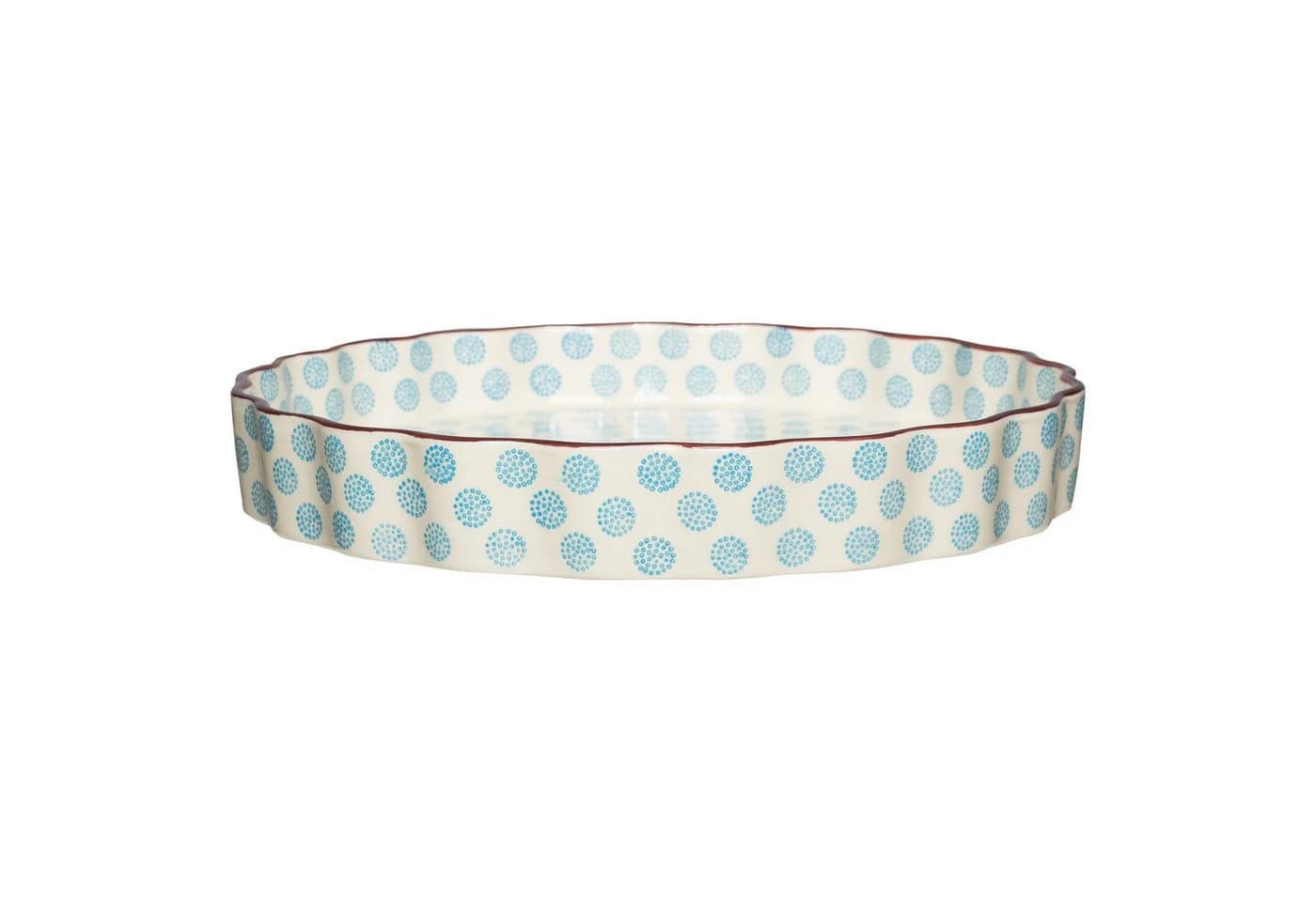 Tranquillo Quicheform Steinzeug Retro Blau Ø27cm