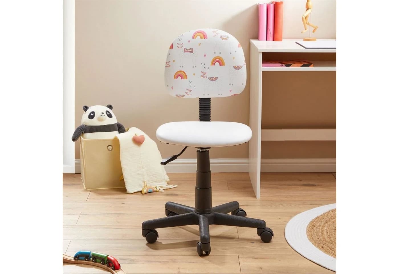 CARO-Möbel Drehstuhl ALPACA Weiß Kunstleder Kinderstuhl höhenverstellbar