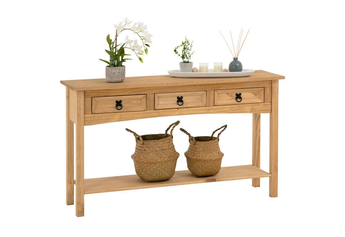 CARO-Möbel Konsolentisch SALSA 3 Schubladen Landhausstil Natur