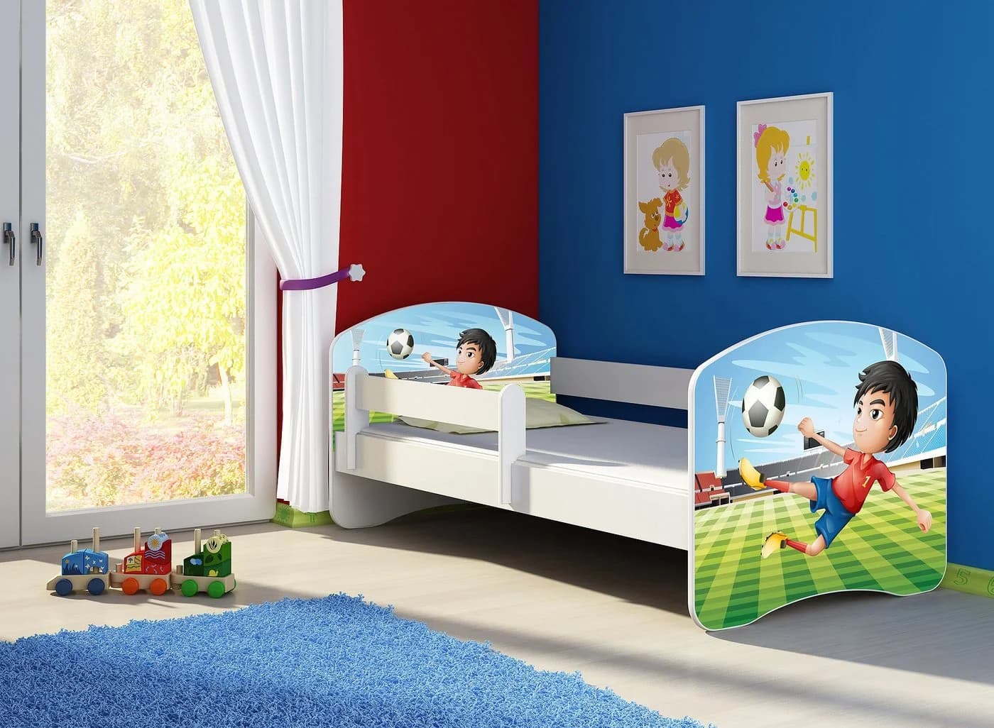 Clamaro Kinderbett Fantasia Weiß mit Rausfallschutz und Matratze