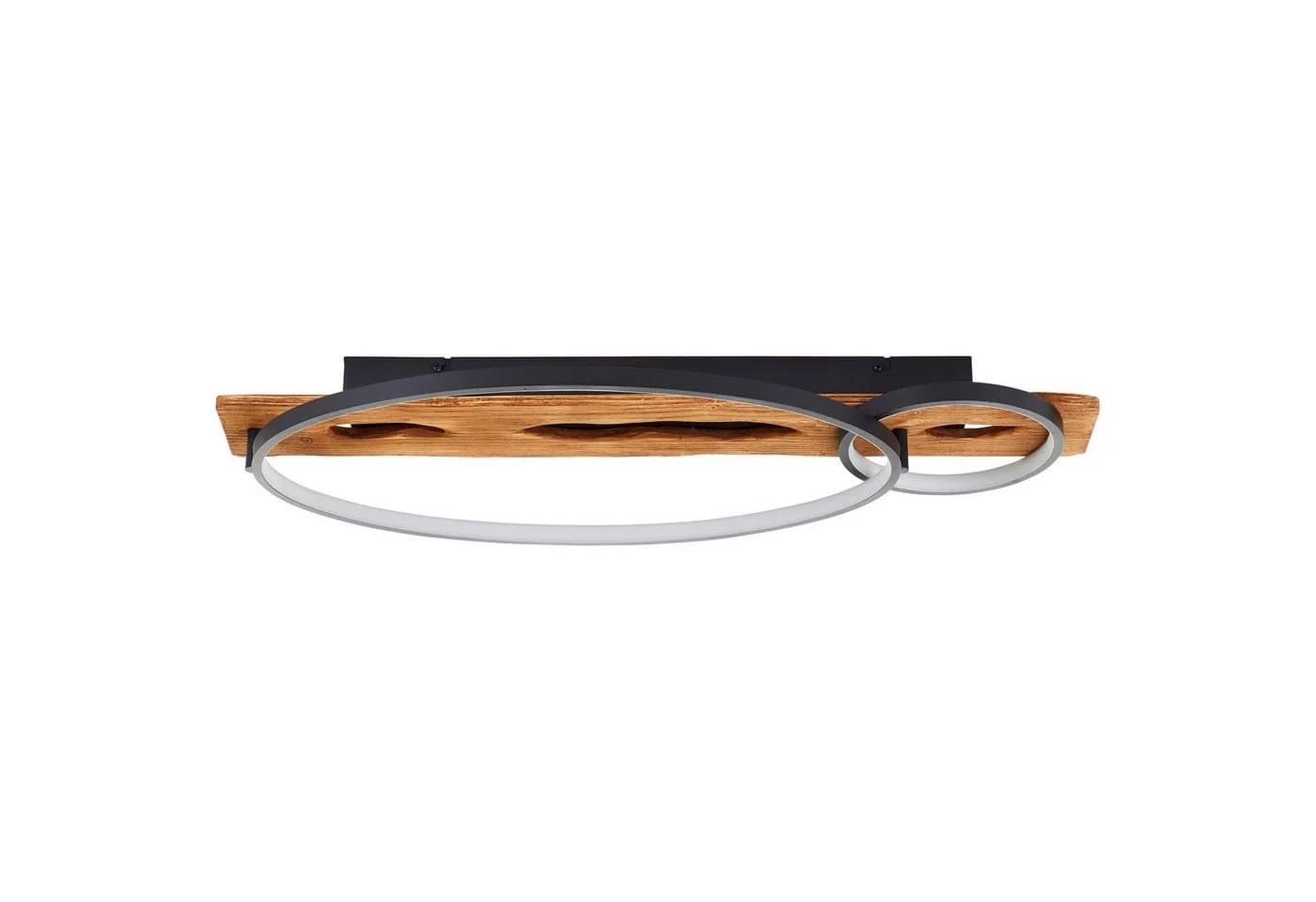 Lightbox LED Deckenleuchte Dimmbar Schwarz/Holz Warmweiß