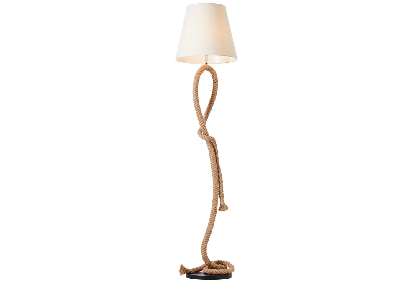 LIGHTBOX Stehlampe Weiß E27 Seiloptik Textil Metall