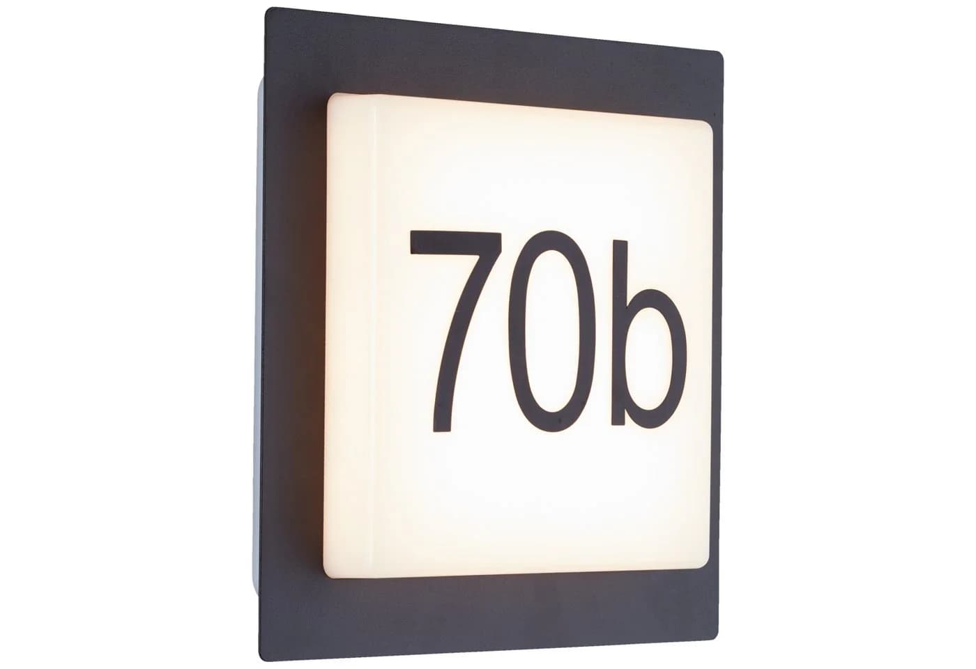 Lightbox LED Außen-Wandleuchte Warmweiß mit Hausnummer