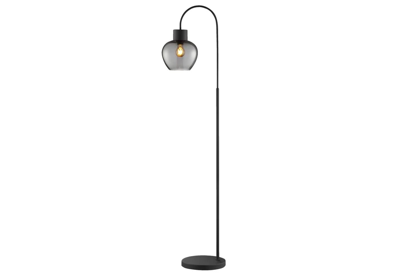 Lightbox Bogenstehleuchte Schwarz Rauchglas E27