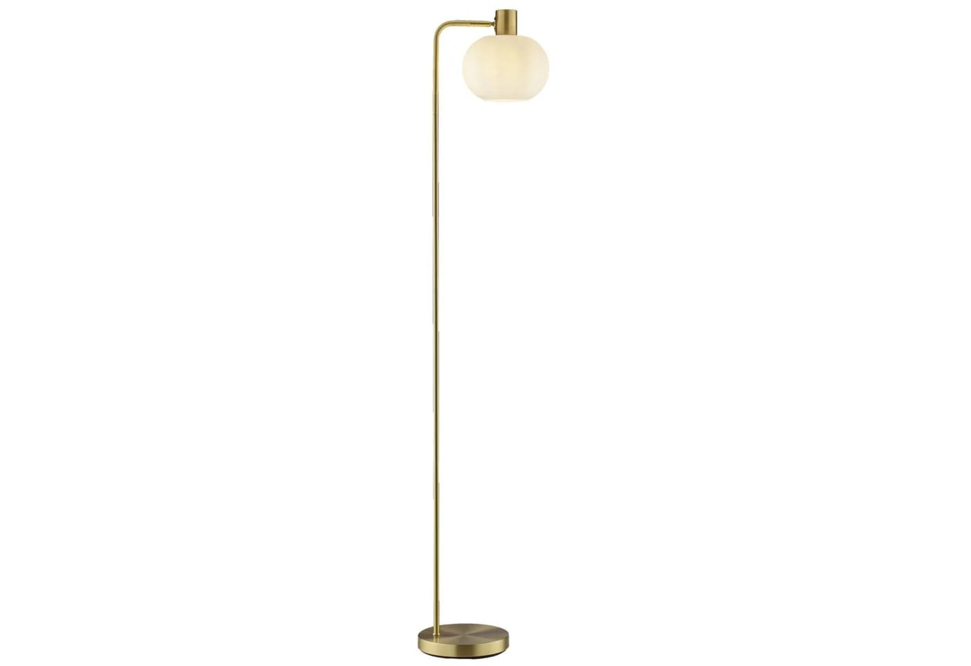 Lightbox Stehlampe mit Glasschirm und Fußschalter, weiß und gold