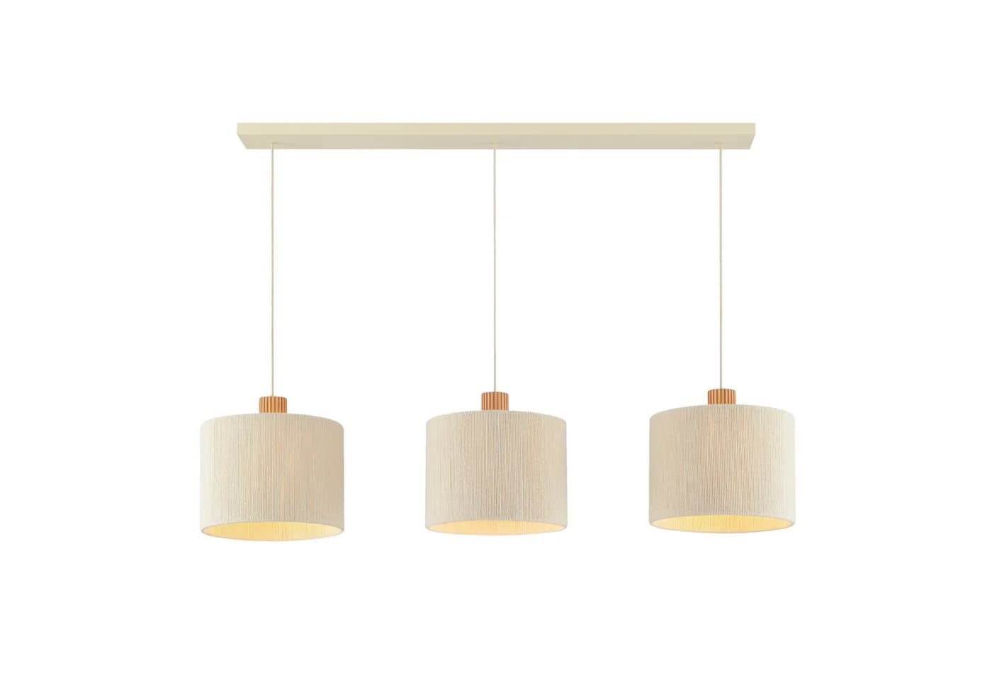 Lightbox Pendelleuchte 3x E27 Beige/Braun Metall/Holz/Textil
