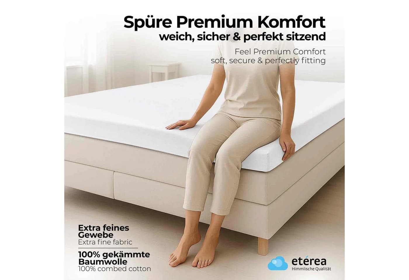etérea Spannbettlaken Jersey Weiß 100x200 cm