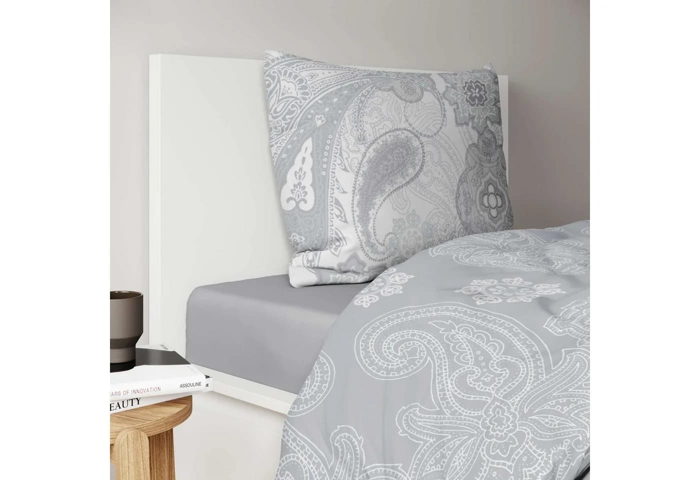 etérea Mako-Satin Bettwäsche Florina Paisley Grau 3-teilig