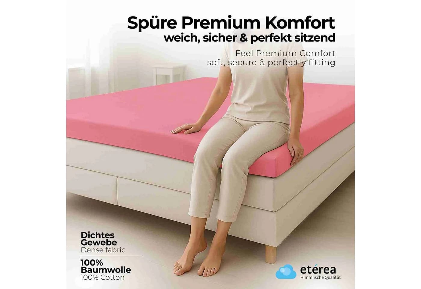 etérea Jersey Topper Spannbettlaken Rosa Rundumgummizug