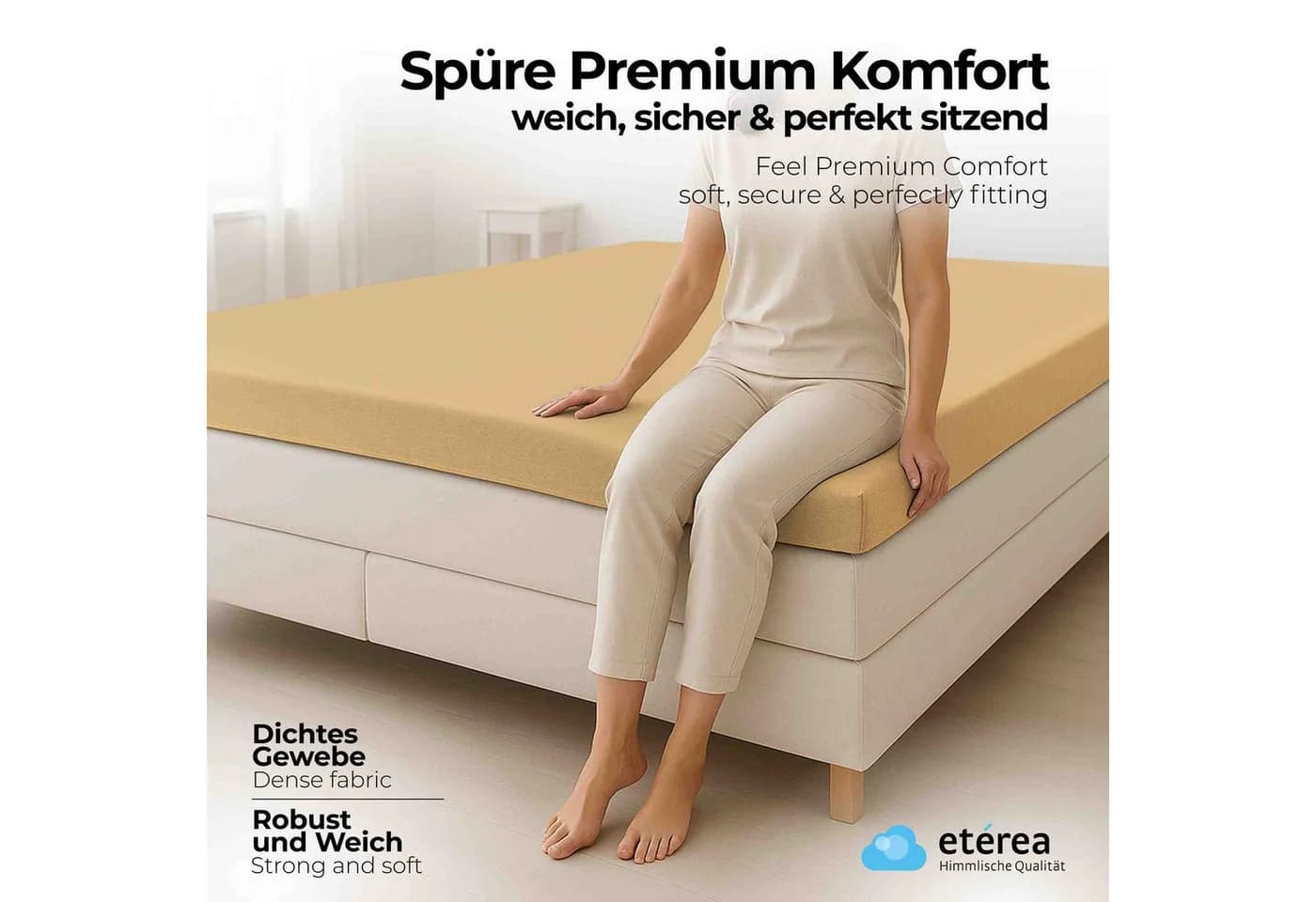 etérea Spannbettlaken Microfaser Topper Beige Rundumgummi