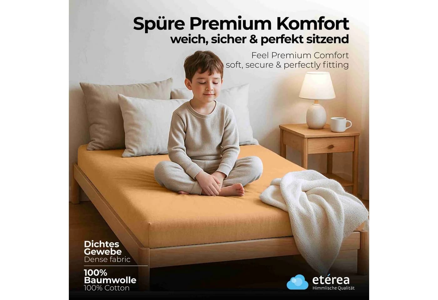 etérea Jersey Spannbettlaken 100% Baumwolle Beige Comfort
