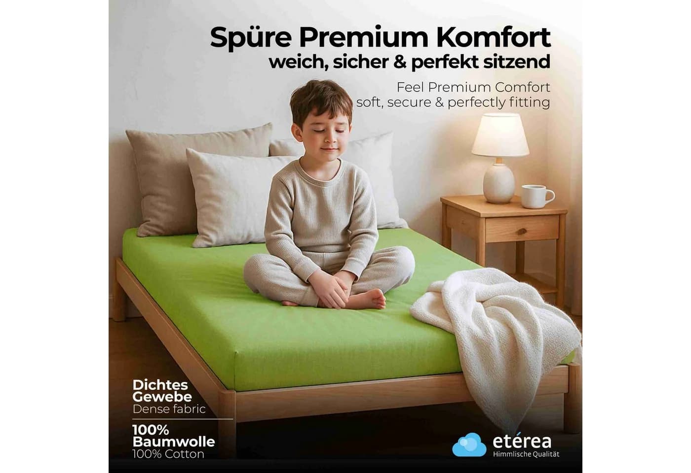 etérea Comfort Jersey Spannbettlaken 100% Baumwolle Grün