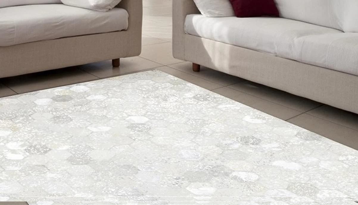 Kayoom Spark 210 Lederteppich Grau Silber Handgenäht