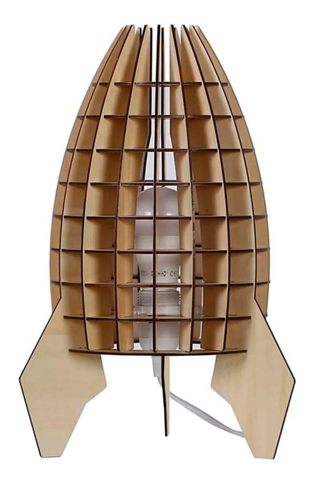 KAYOOM Tischleuchte Aviator Holz Braun Raketenform