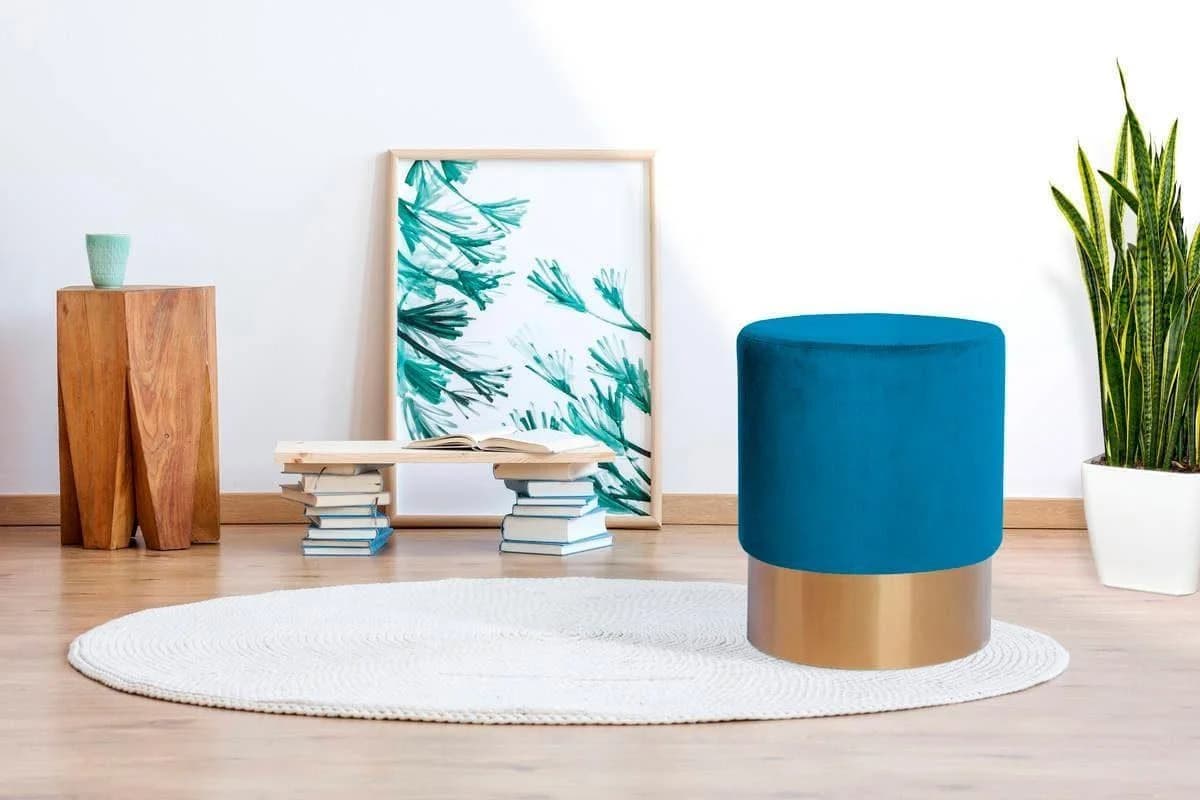 Kayoom Hocker Nano 110 Blau Runde Form Metallfuß